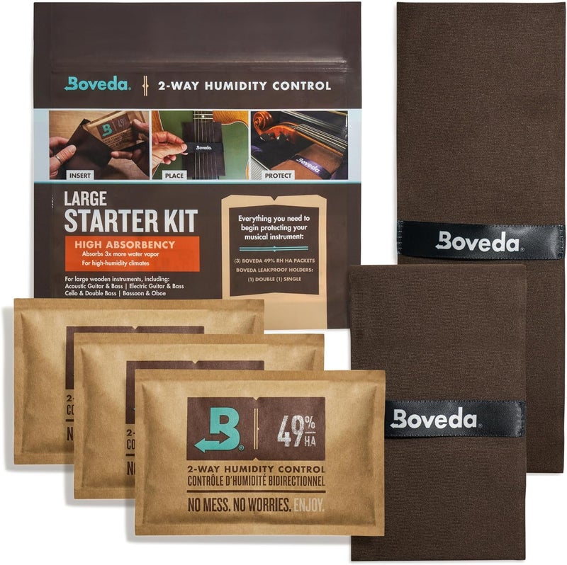Boveda Music HIGH ABSORBENCY Large Starter Kit - (3) 49% RH High Absorbency - Ideal Two-Way Humidity Control for EXTREME HUMIDITY CLIMATES ONLY - For Guitars & Other Large Wooden Instruments - Image 1